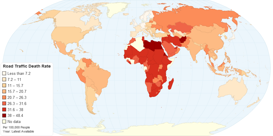 Estimated Road Traffic Fatal Injury Death Rate (Per 100,000 People)