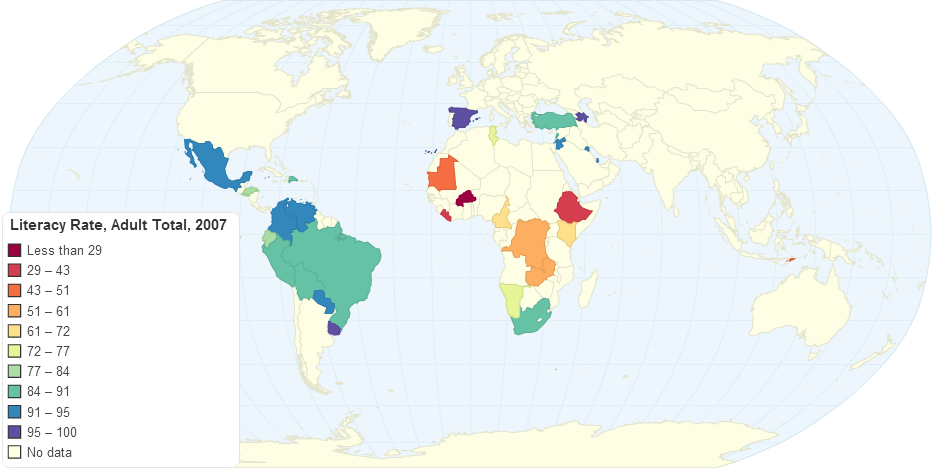 Literacy Rate, Adult Total, 2007