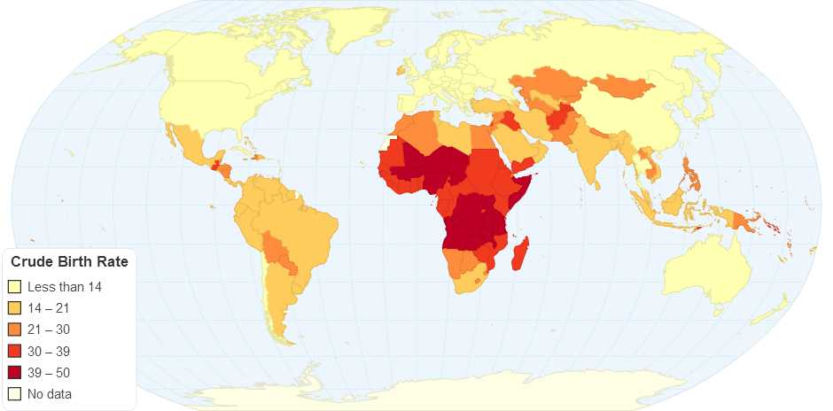 Birth Rate Crude Per 1000 People in 2012