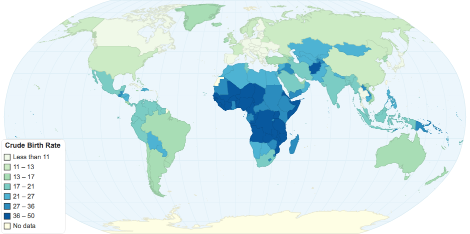 Birth Rate Crude Per 1000 People in 2011