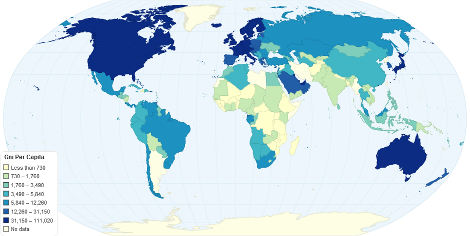 Gni Per Capita Atlas Method Current Us(2010)