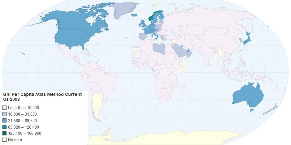 Gni Per Capita Atlas Method Current Us 2008