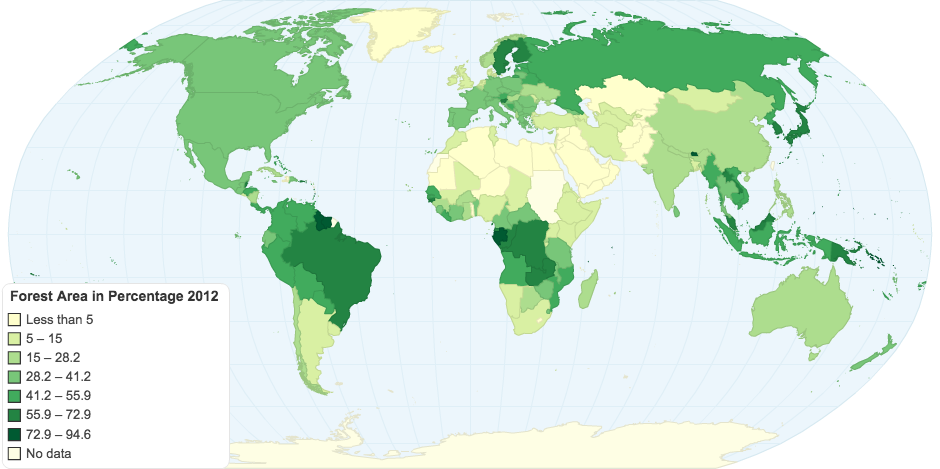 Forest Area (Percentage of Land Area) -2012