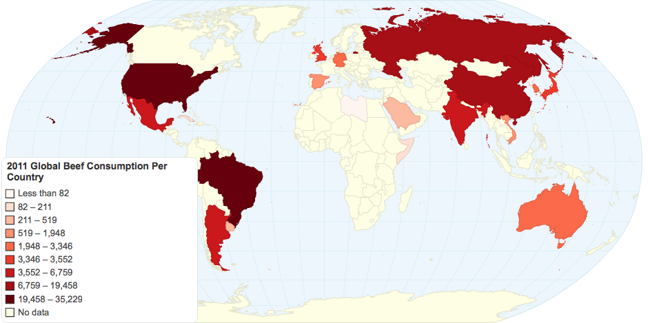 2011 Global Beef Consumption Per Country
