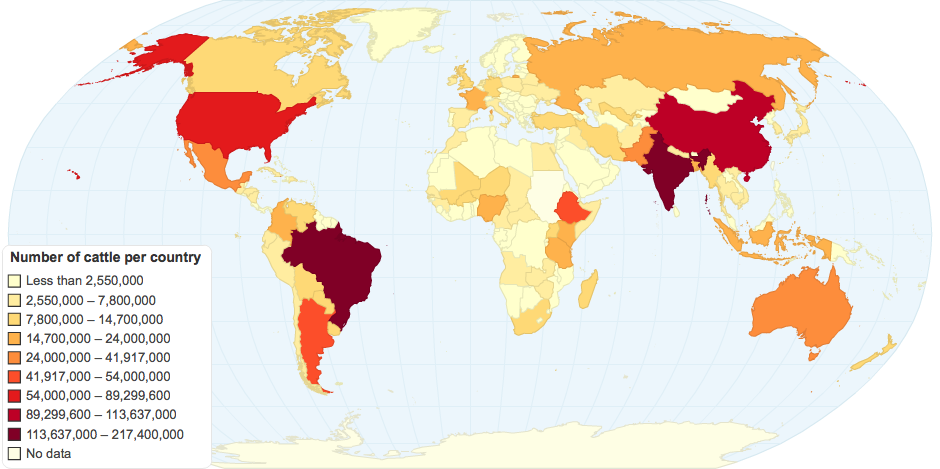 2013 Cattle Density Map by Country