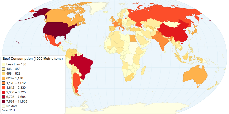 2011 Global Pattern of Beef Consumption