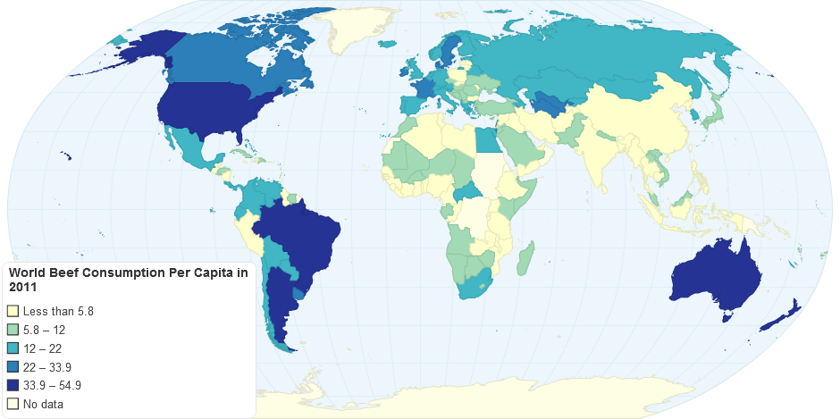 World Beef Consumption Per Capita in 2011