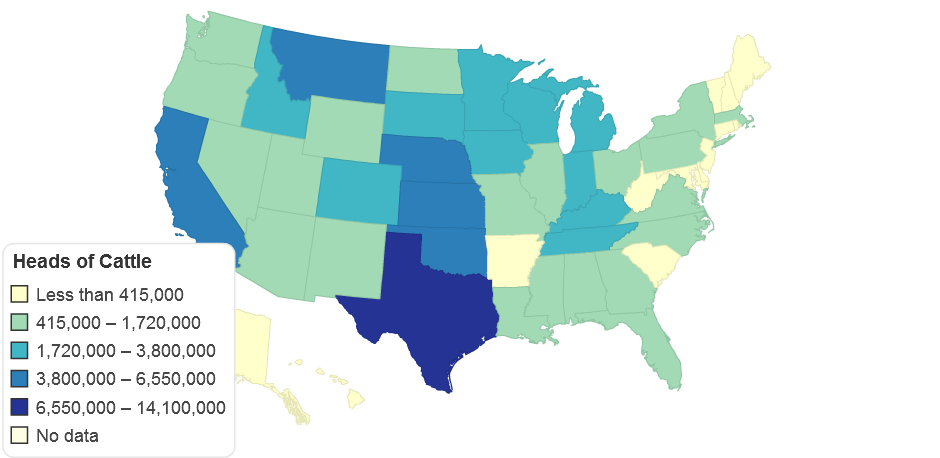 Usa Beef Production by State 2006