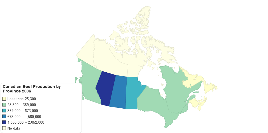 Canadian Beef Production by Province 2006