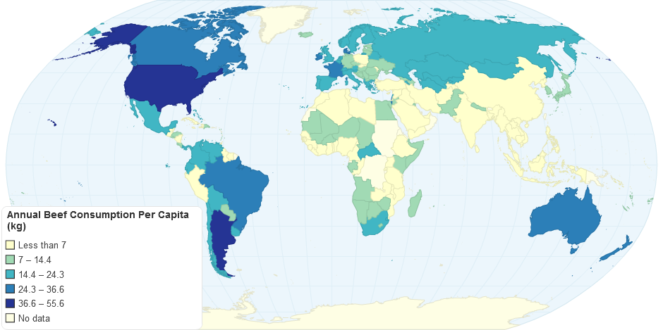 World Beef Consumption Per Capita in 2006