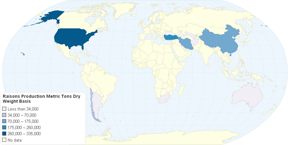 Raisons Production Metric Tons Dry Weight Basis