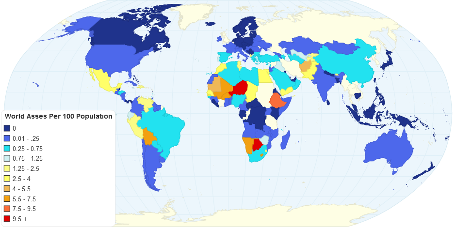 World Asses Per 100 Population