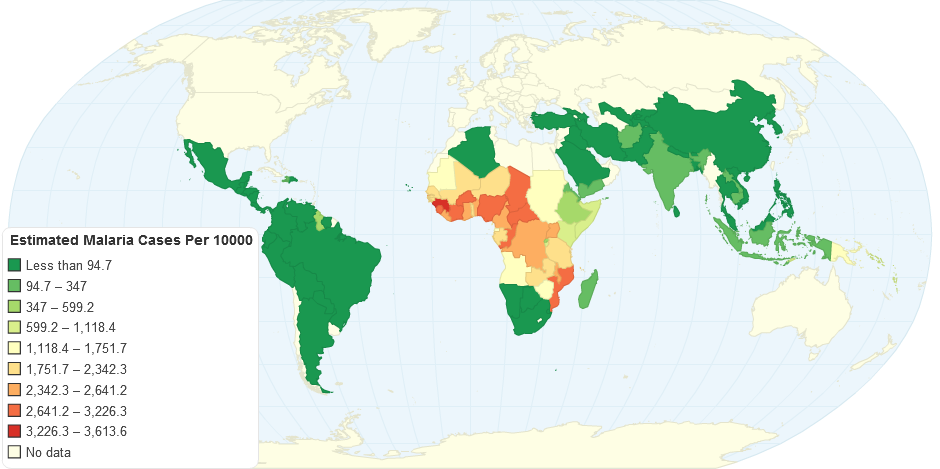 Estimated Malaria Cases Per 10000