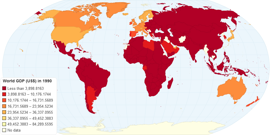 World GDP per Capita (US$) in 1990