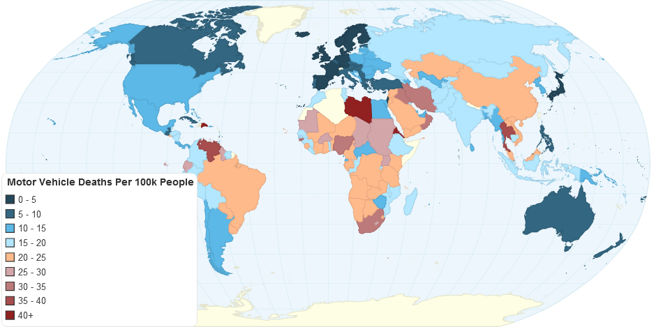 Motor Vehicle Deaths Per 100k People