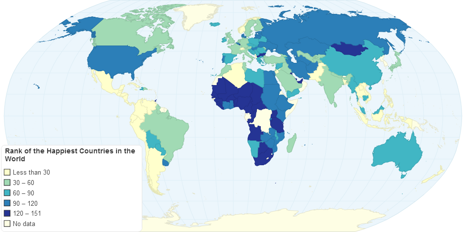 Rank of the Happiest Countries in the World