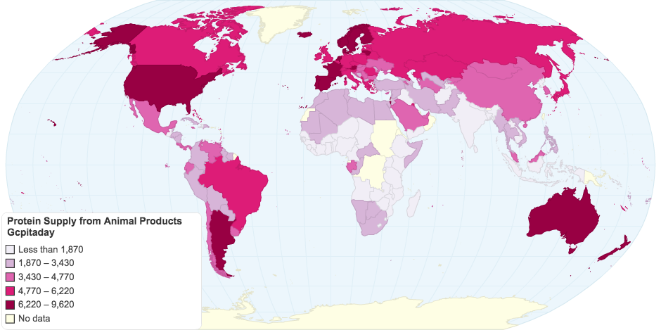 Protein Supply from Animal Products cg/capita/day