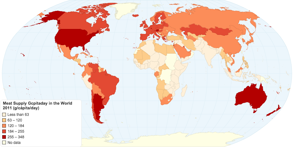 Meat Supply Gcpitaday in the World 2011