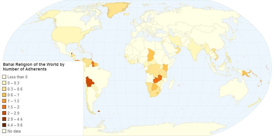 Babi and Baha'i faiths Adherents by country