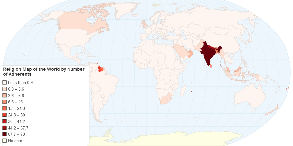 Hinduism Adherents by country