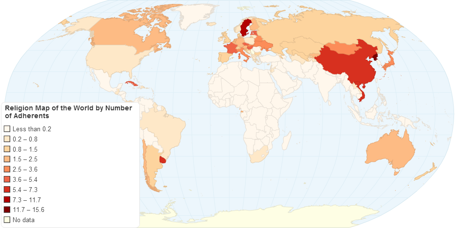 Atheist Adherents by country