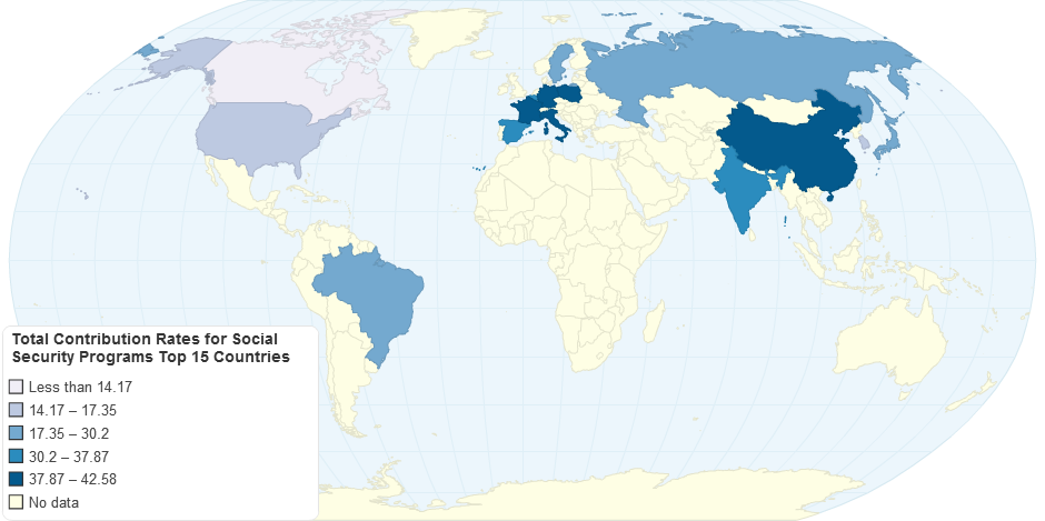 Total Contribution Rates for Social Security Programs - Top 15 Countries