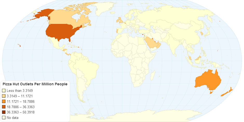 Pizza Hut Outlets Per Million People