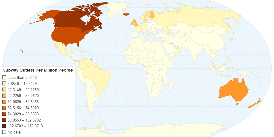 Subway Outlets Per Million People