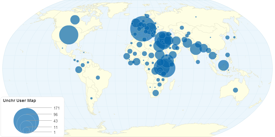 Data Visualization of UNHCR Ideas Users - Proportional Symbol Map