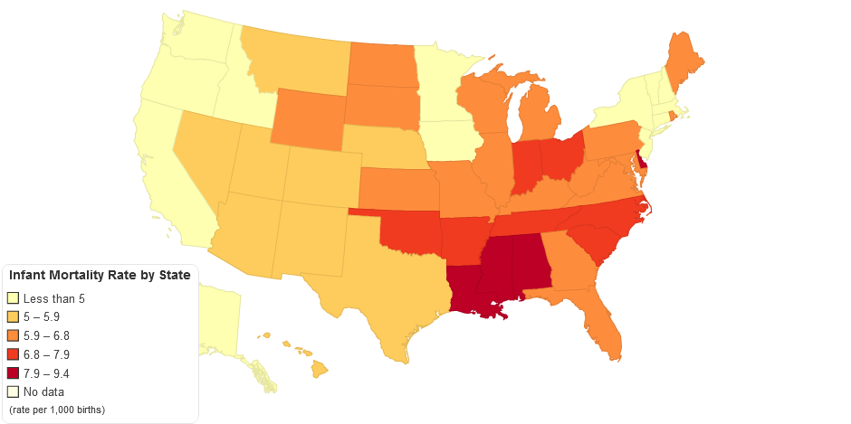 Infant Mortality by State in 2011