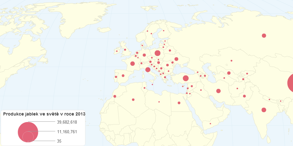 Produkce jablek ve světě v roce 2013