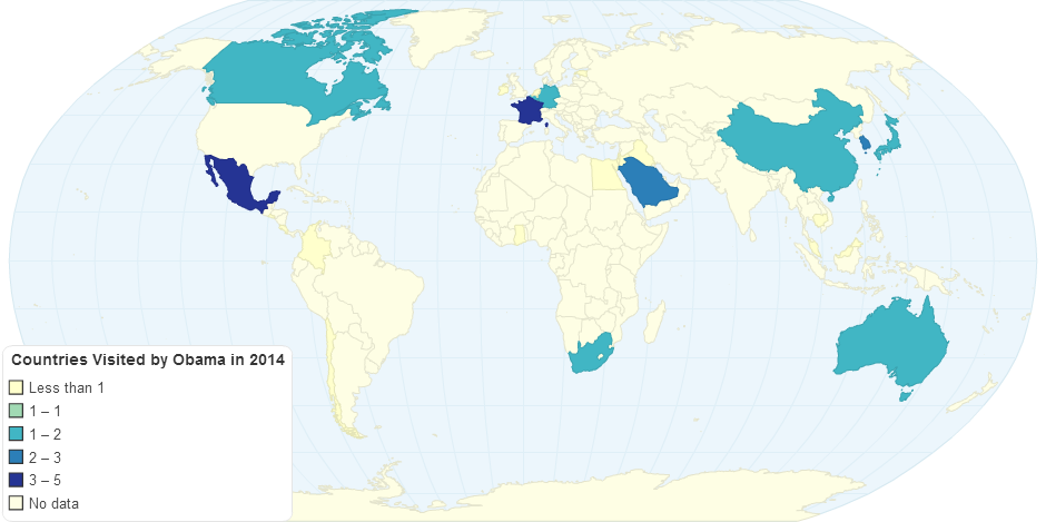 Countries Visited by Obama in 2014