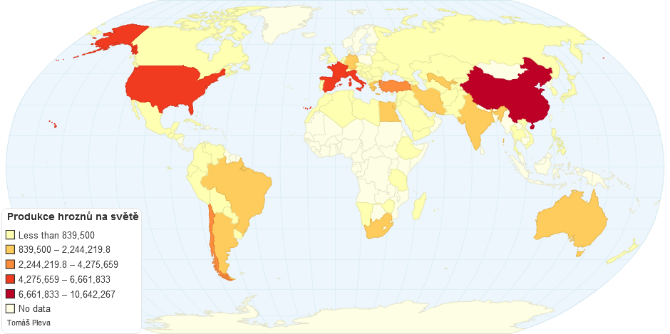 Produkce hroznů na světě