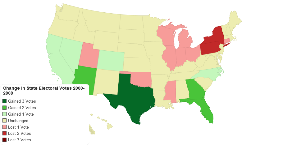 Changes in State Electoral Votes 2000-2008