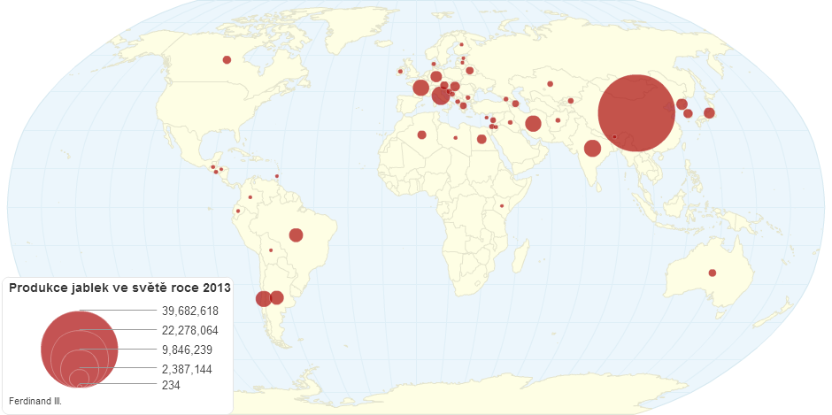 Produkce jablek ve světě v roce 2013