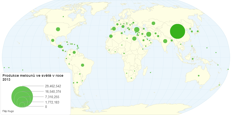 Produkce melounů ve světě v roce 2013