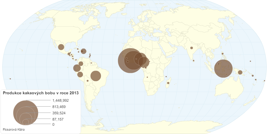 Produkce kakaových bobu v roce 2013