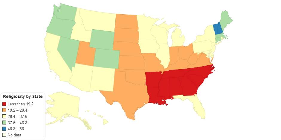 Religiosity by State