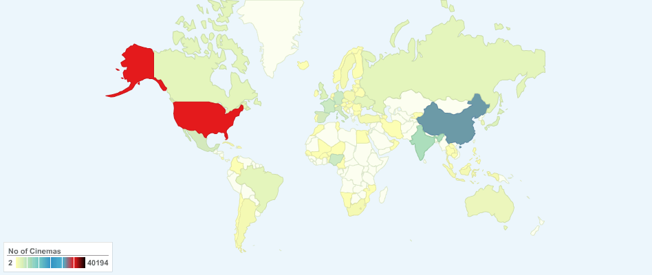 Number of Cinema Screens by Country