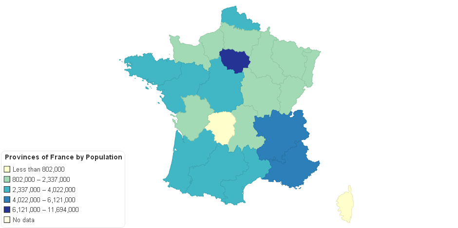 Provinces of France by Population