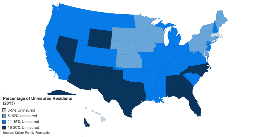 Percentage of Uninsured Americans 2013