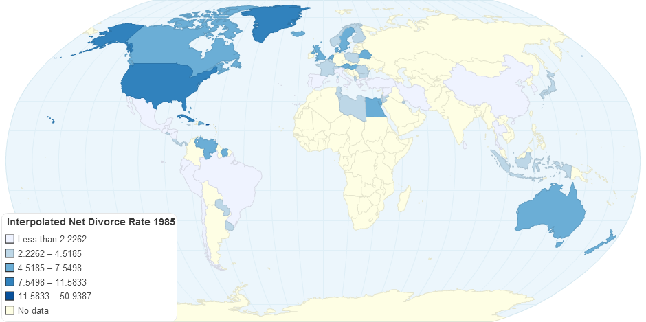 Interpolated Net Divorce Rate 1985