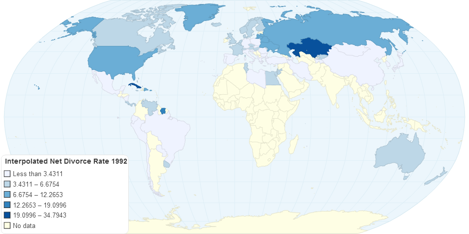 Interpolated Net Divorce Rate 1992