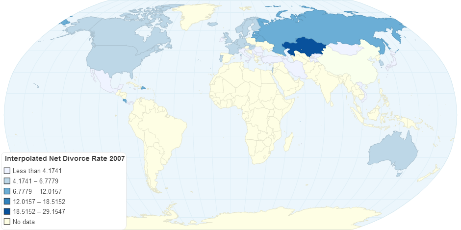 Interpolated Net Divorce Rate 2007