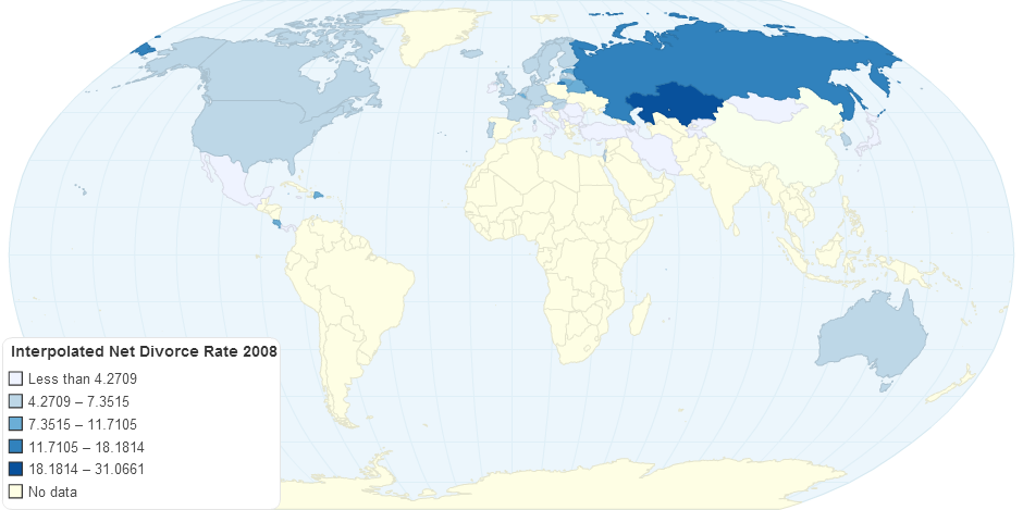 Interpolated Net Divorce Rate 2008