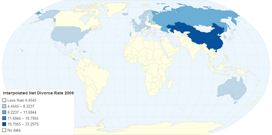 Interpolated Net Divorce Rate 2009