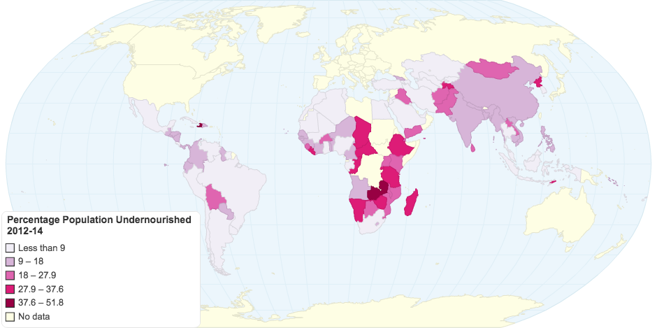 Percentage Population Undernourished 2012 14