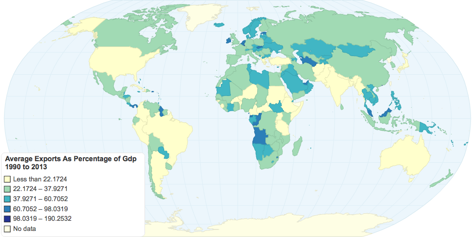 Exports As Percentage of Gdp 1990 2013