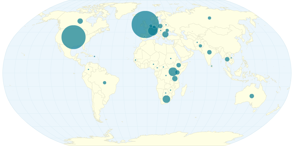 Countries Where LINEA Network Members Are Based