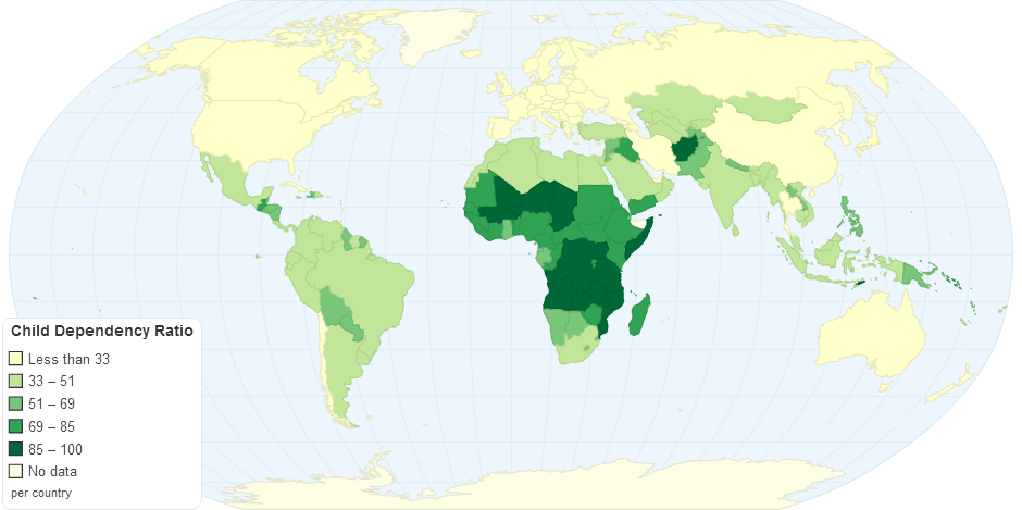 Child Dependency Ratio by Country